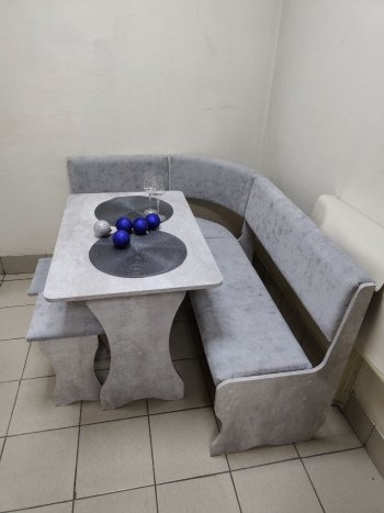 Кухонный уголок Миссия V велюр (цемент) в Бердске - mebel154.com