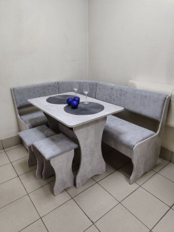 Кухонный уголок Миссия V велюр (цемент) в Бердске - mebel154.com